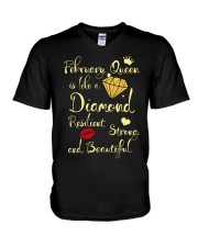 FEBRUARY QUEEN IS LIKE A DIAMOND V-Neck T-Shirt thumbnail