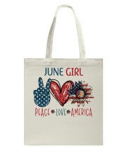 JUNE GIRL - PEACE LOVE AMERICA Tote Bag tile