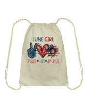 JUNE GIRL - PEACE LOVE AMERICA Drawstring Bag tile