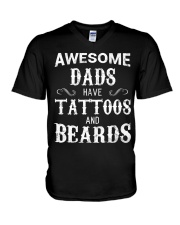 AWESOME DADS HAVE TATTOOS AND BEARDS V-Neck T-Shirt thumbnail