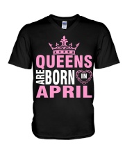 QUEENS ARE BORN IN APRIL V-Neck T-Shirt thumbnail