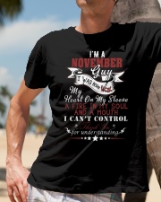 NOVEMBER GUY WAS BORN WITH MY HEART ON MY SLEEVE Classic T-Shirt lifestyle-mens-crewneck-front-11