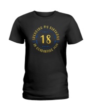 HTH 18 Birthday Gold Blue Ladies T-Shirt tile