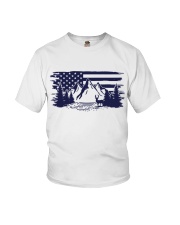 outdoor camping deer hunting american flag Youth T-Shirt tile