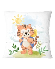 cat camping watercolor Square Pillowcase back