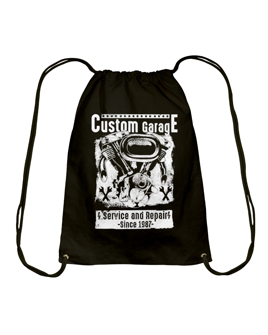 Motor Garage Time Drawstring Bag