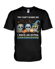 You can't scare me V-Neck T-Shirt tile