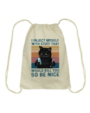 I inject myself with stuff Drawstring Bag tile