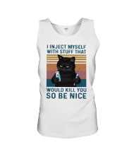 I inject myself with stuff Unisex Tank tile