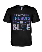 I support the boys in blue V-Neck T-Shirt tile