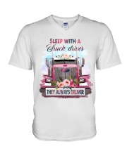 Sleep with a truck driver V-Neck T-Shirt tile