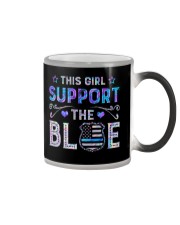 This girl support the blue Color Changing Mug tile