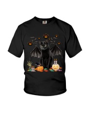 Black cat Halloween Youth T-Shirt tile