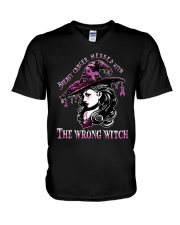Breast cancer messed V-Neck T-Shirt tile