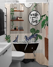Wash your fins Shower Curtain aos-shower-curtains-71x74-lifestyle-front-04