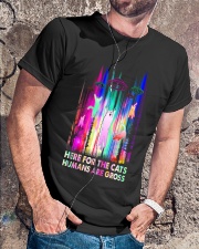 Here for the Cats Humans are Gross Classic T-Shirt lifestyle-mens-crewneck-front-4