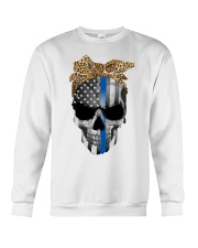 Leopard skull american flag shirt Crewneck Sweatshirt tile
