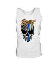 Leopard skull american flag shirt Unisex Tank tile