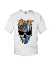 Leopard skull american flag shirt Youth T-Shirt tile