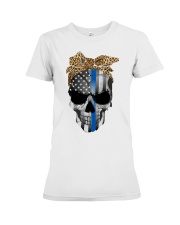 Leopard skull american flag shirt Premium Fit Ladies Tee tile