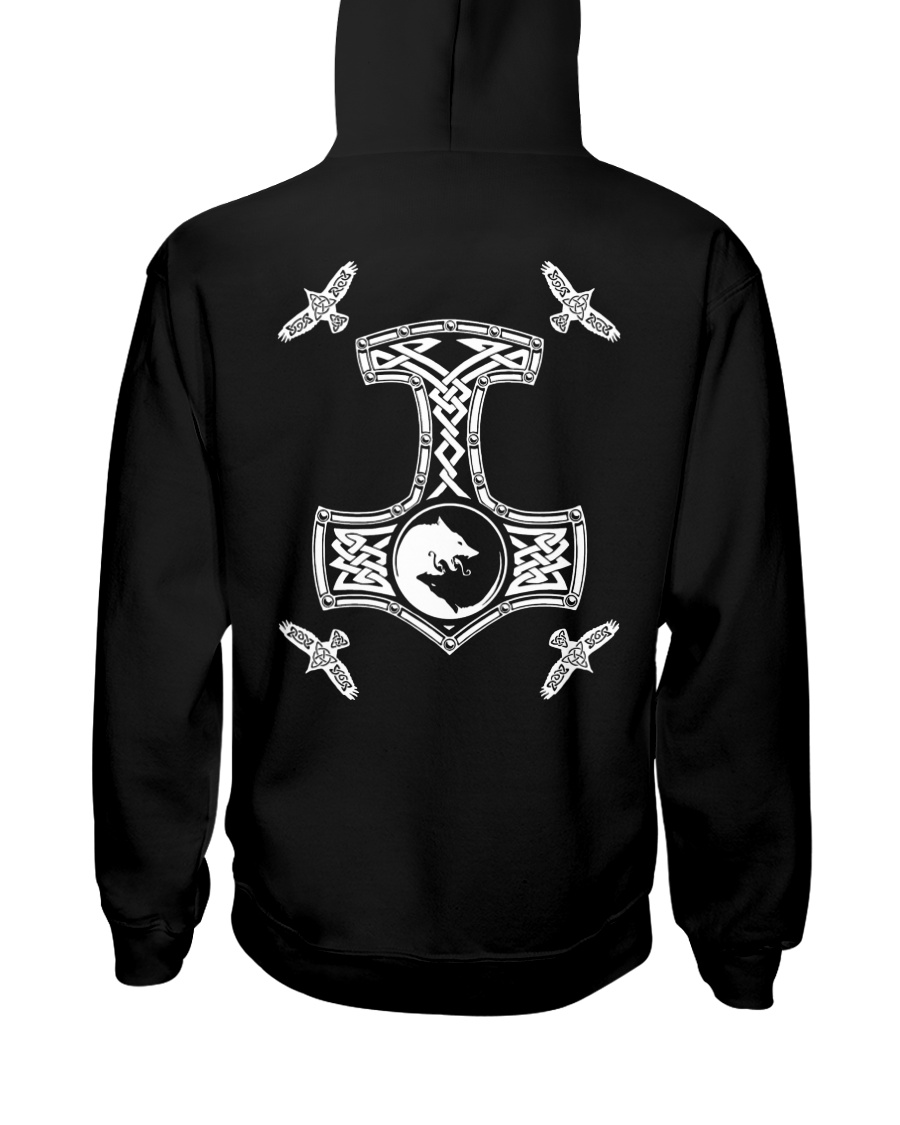 Raven Hammer Wolf - Viking Shirt Hooded Sweatshirt