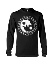 Viking Shirt : Viking Wolf Yin Yang And Rune Long Sleeve Tee thumbnail