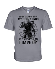 IT WILL NEVER SAY ''I GAVE UP'' - VIKING T-SHIRTS V-Neck T-Shirt thumbnail