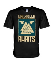 Viking Wolf - Valhalla Awaits V-Neck T-Shirt thumbnail