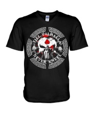 Viking Shirt - Till Valhalla Never Kneel V-Neck T-Shirt thumbnail