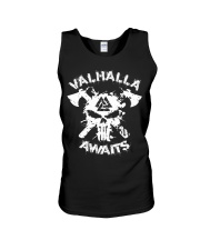 Viking Shirt : Valhalla Awaits Valknut Unisex Tank thumbnail