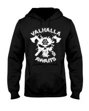 Viking Shirt : Valhalla Awaits Valknut Hooded Sweatshirt thumbnail