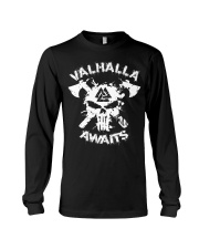 Viking Shirt : Valhalla Awaits Valknut Long Sleeve Tee thumbnail