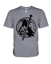 Viking Shirts : Raven Viking Vegvisir V-Neck T-Shirt thumbnail