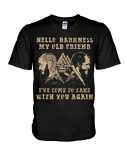 HELLO DARKNESS MY OLD FRIEND - VIKING T-SHIRTS V-Neck T-Shirt thumbnail