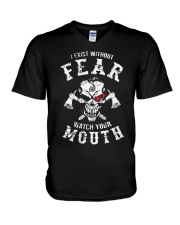 I EXIST WITHOUT FEAR - VIKING T-SHIRTS V-Neck T-Shirt thumbnail