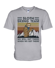 Skiing Lover 1 - Sloth Skiing Team V-Neck T-Shirt tile