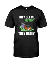 Lawn Mower 25 They See Mee Mowin Premium Fit Mens Tee tile