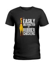 Chicken 77 Funny Easily Distracted Rubber Ladies T-Shirt tile
