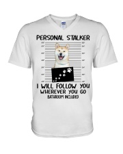 Shiba Inu personal stalker I will follow you V-Neck T-Shirt tile