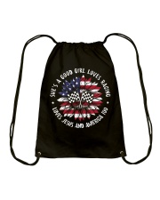 Good girl loves racing Drawstring Bag thumbnail