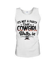 It's not a party until a cowgirl walks in Unisex Tank thumbnail