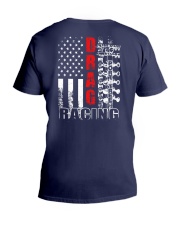 Drag Racing Flag Fourth of July V-Neck T-Shirt thumbnail