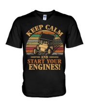 DIRT TRACK SPRINT CAR - START ENGINES V-Neck T-Shirt thumbnail