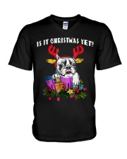 Is It Christmas Yet Bulldog T Shirt For Men Women V-Neck T-Shirt thumbnail