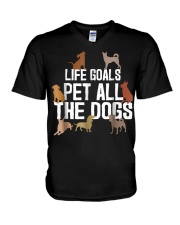 Life Goal Pet All The Dogs Funny Puppy Lover Gift V-Neck T-Shirt thumbnail