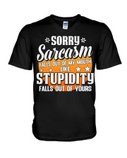FMV - Sorry Sarcasm Falls Out V-Neck T-Shirt tile