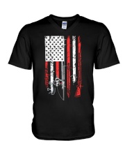 HNT - Hunting US Flag V-Neck T-Shirt tile