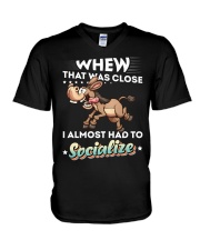 FMV - Had To Socialize Horses V-Neck T-Shirt tile