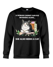 CAT - A Woman Cannot Survive On Books Alone Crewneck Sweatshirt tile