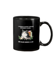CAT - A Woman Cannot Survive On Books Alone Mug tile